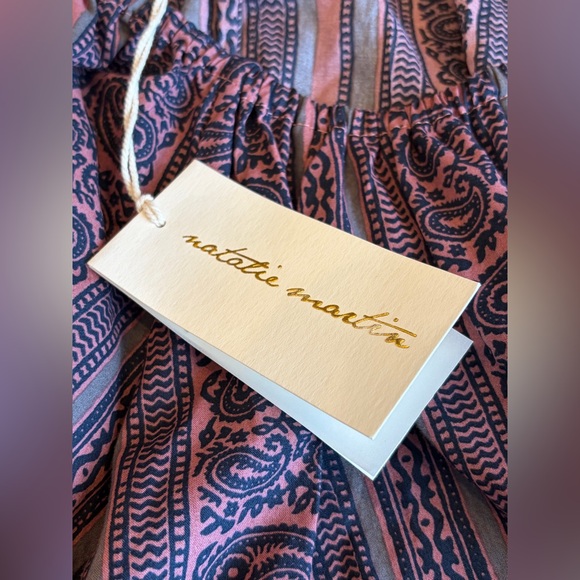 BNWT NATALIE MARTIN Voluminous Paisley Stripe Cotton Top XL Navy/Pink/Gray - Picture 2 of 16